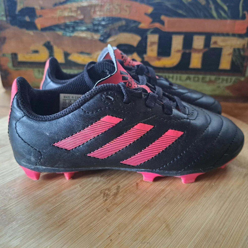 Adidas Cleats, Kid Size 12.5, Unisex, Black Pink, Goletto VII Football Soccer